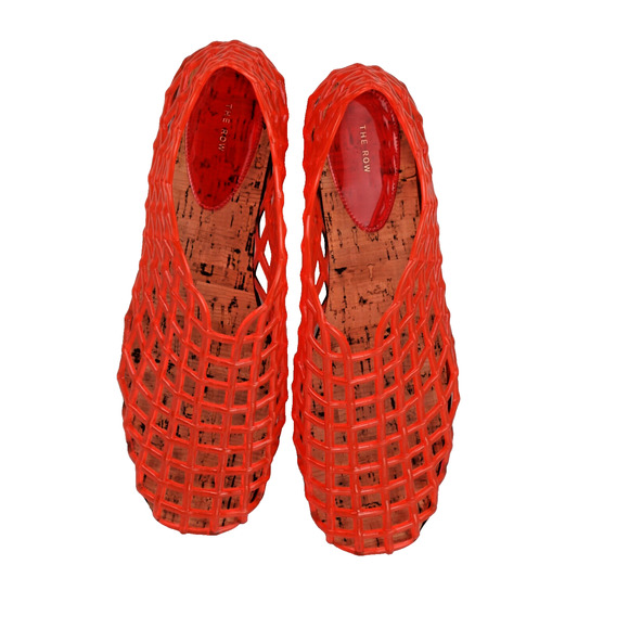 The Row Mara Red Fishnet Jelly PVC Cut Out Cage Flat Sandals Designer Shoes 37 - Picture 12 of 16